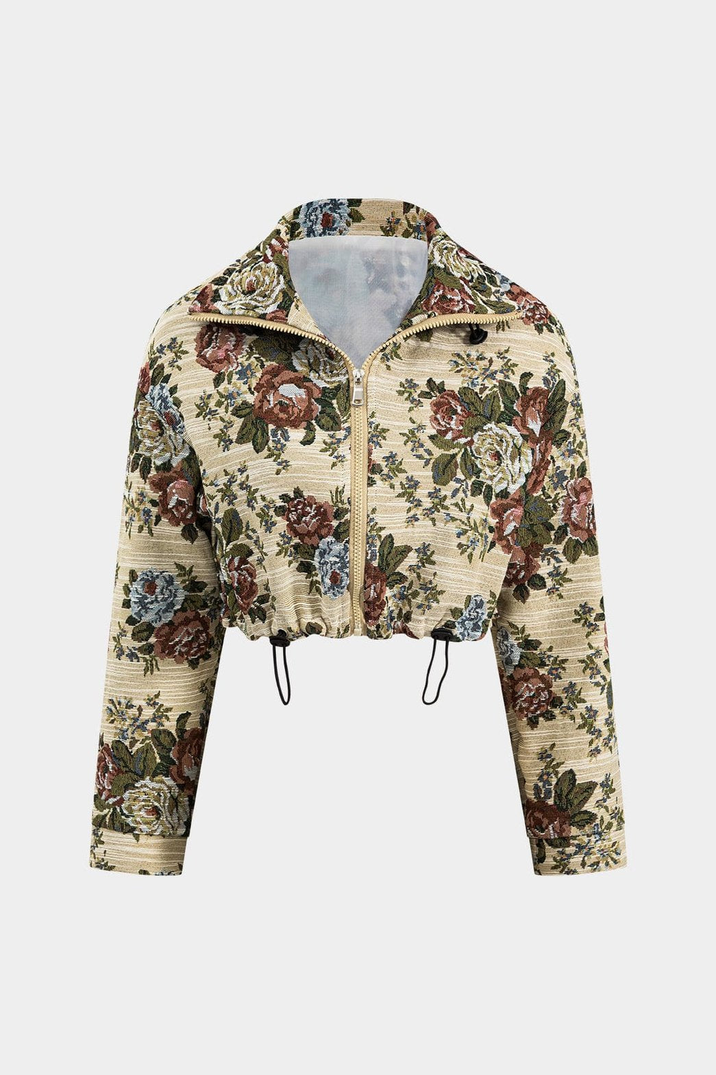 Veste jacquard fleurie beige vue de face harmonie