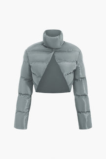 Détail col montant veste noire vent