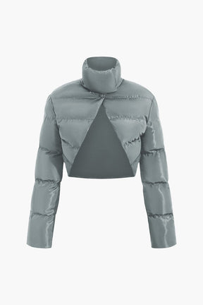 Détail col montant veste noire vent