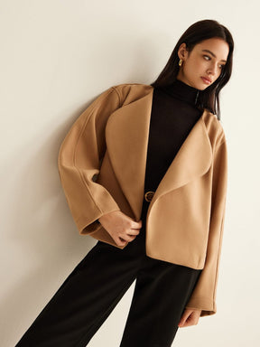 Veste minimaliste camel portée style