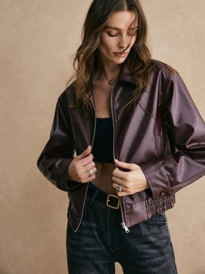 Veste en cuir synthétique vue de dos chic