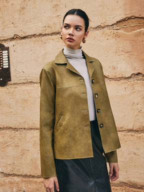Vue col veste simili cuir raffinée sérénité