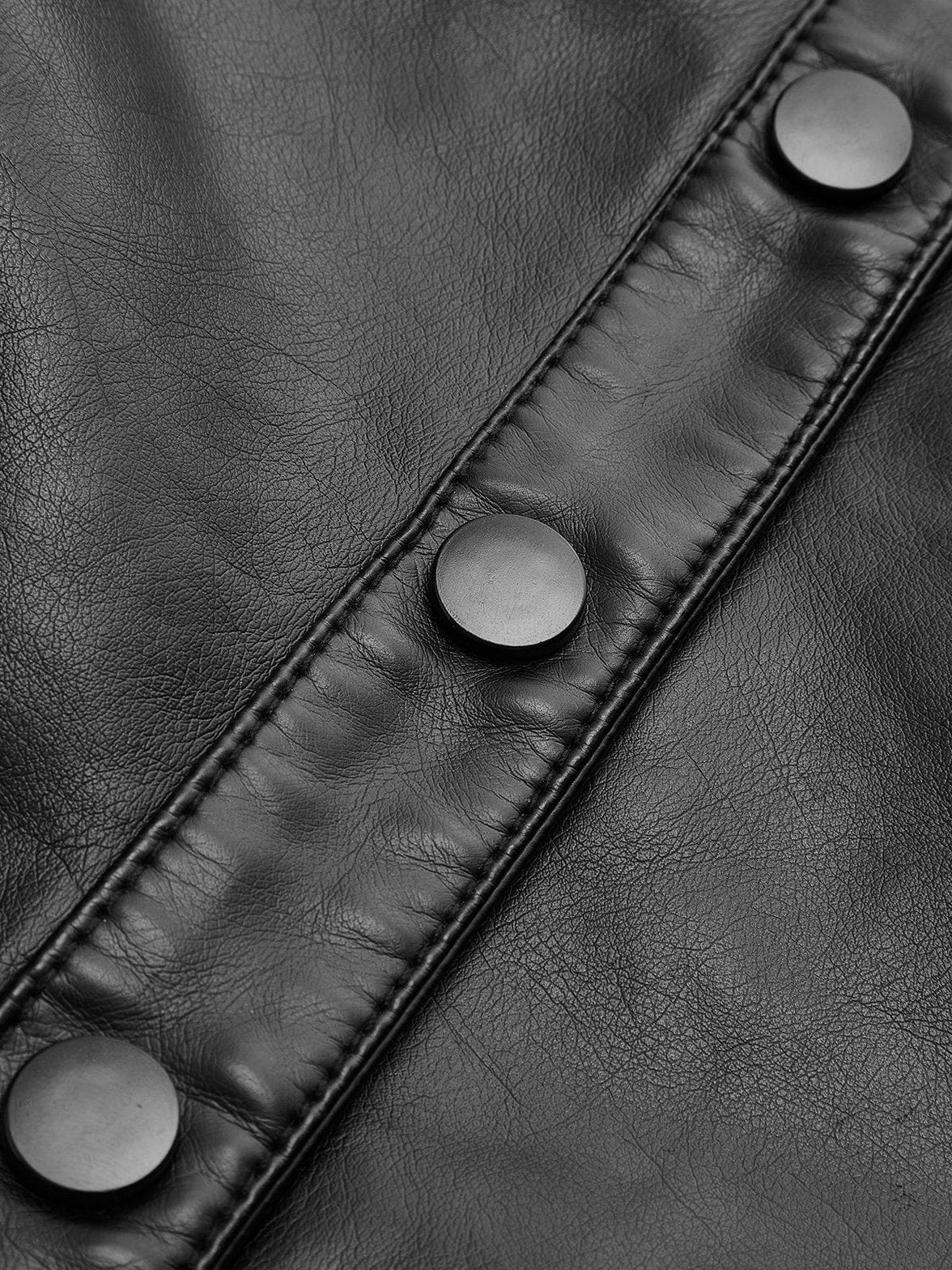 Vue de dos veste noire style cuir avec détails métalliques wave