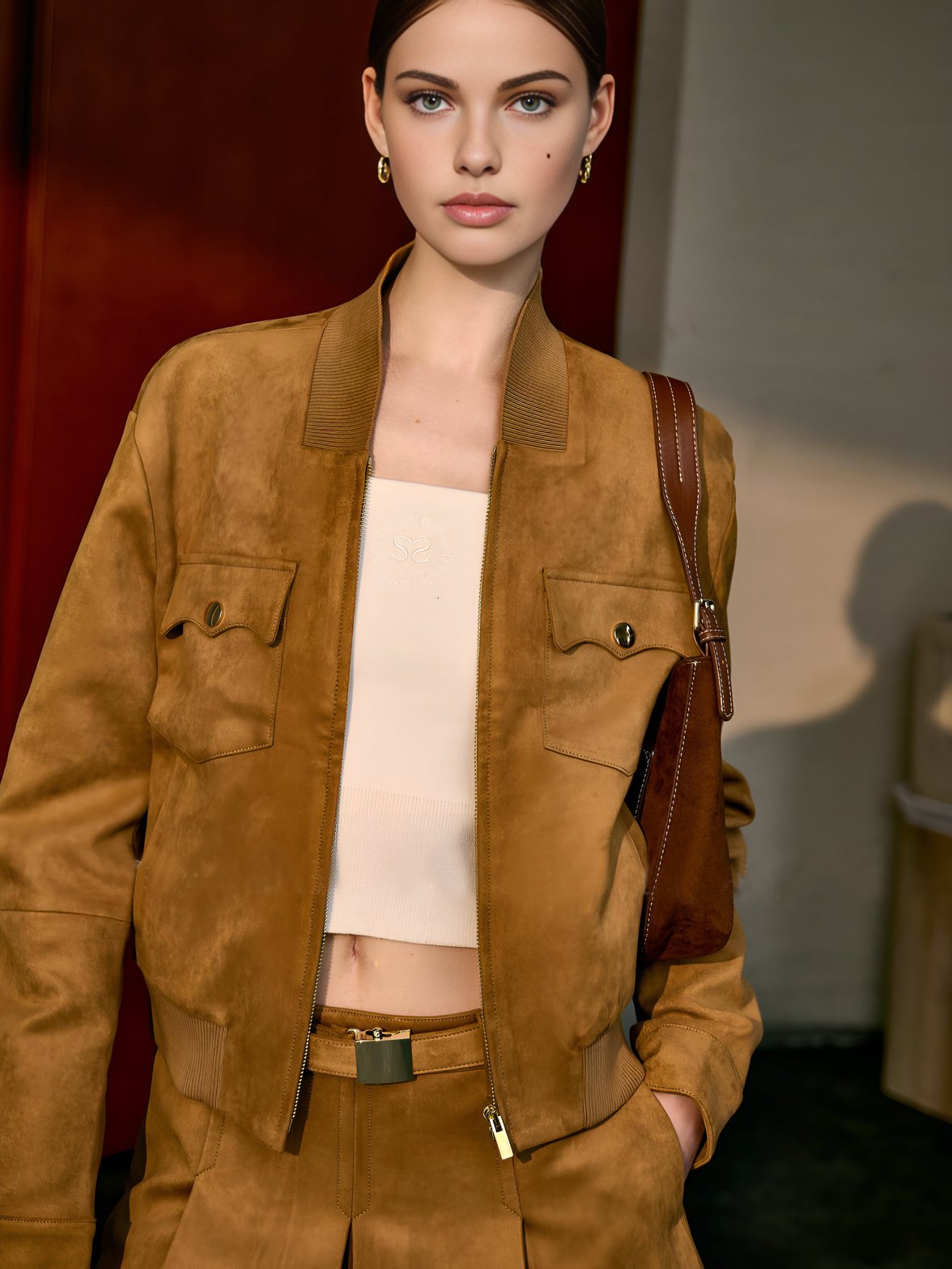 Veste zippée style daim vue dos douceur