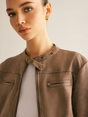 Veste courte zippée détail dos style