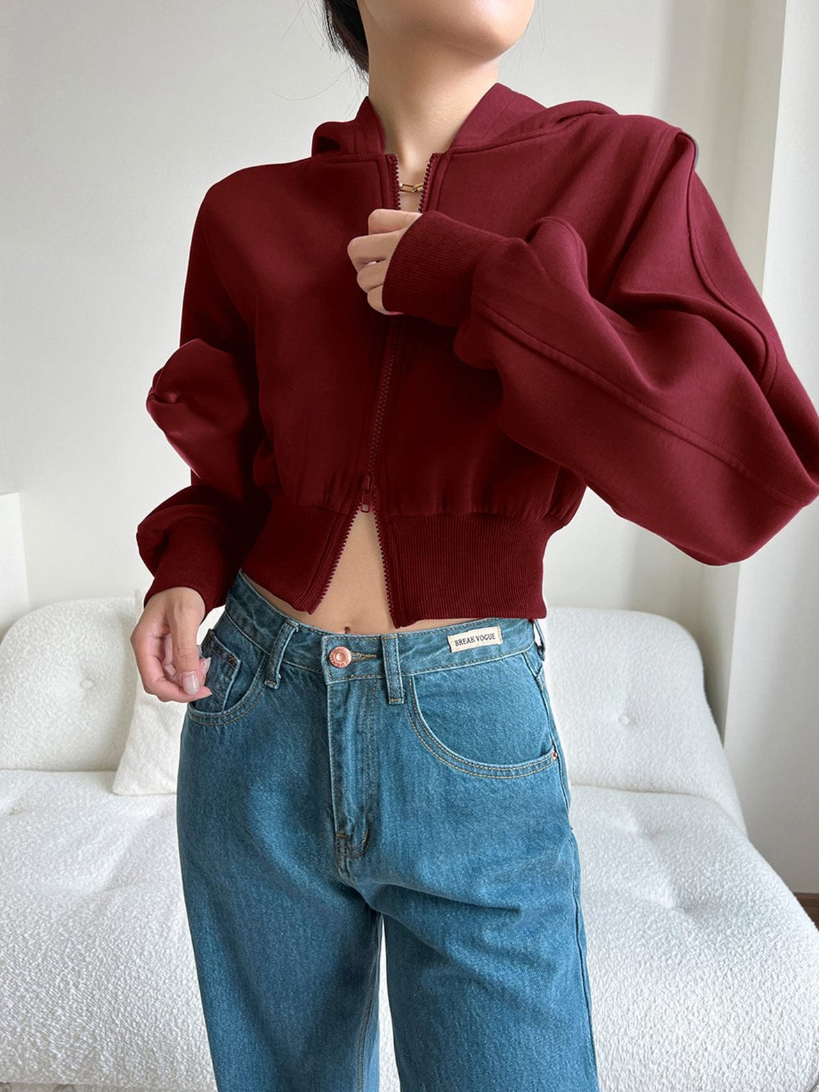 Vue complète veste crop grise force