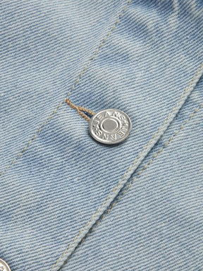 Veste en denim bicolore détail poche soleil