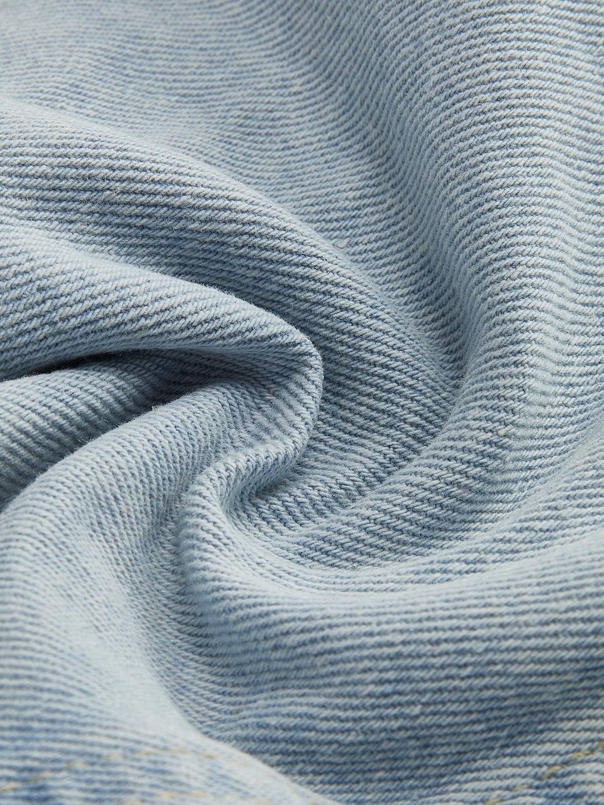 Veste en denim bicolore vue de côté étoile