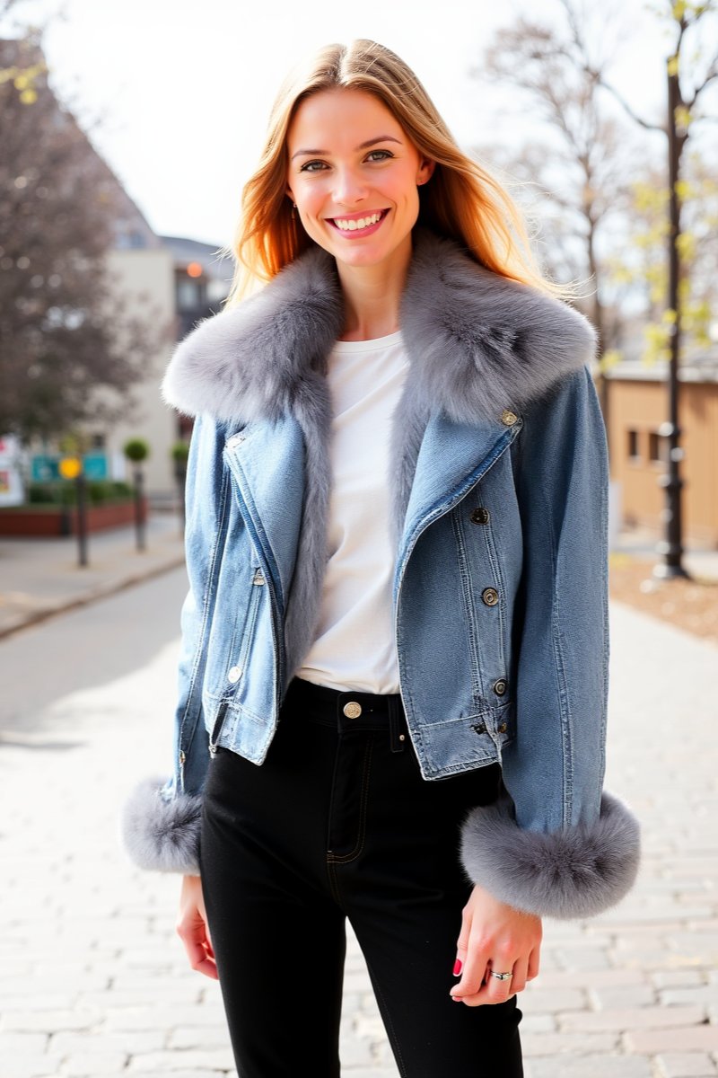 Veste doublée fourrure élégante - Étoile