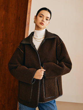 Veste en cuir doublée polaire vue d'ensemble modernité