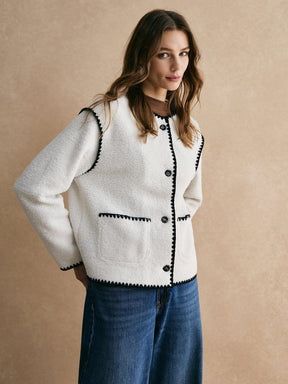 Veste minky avec finitions noires harmonie