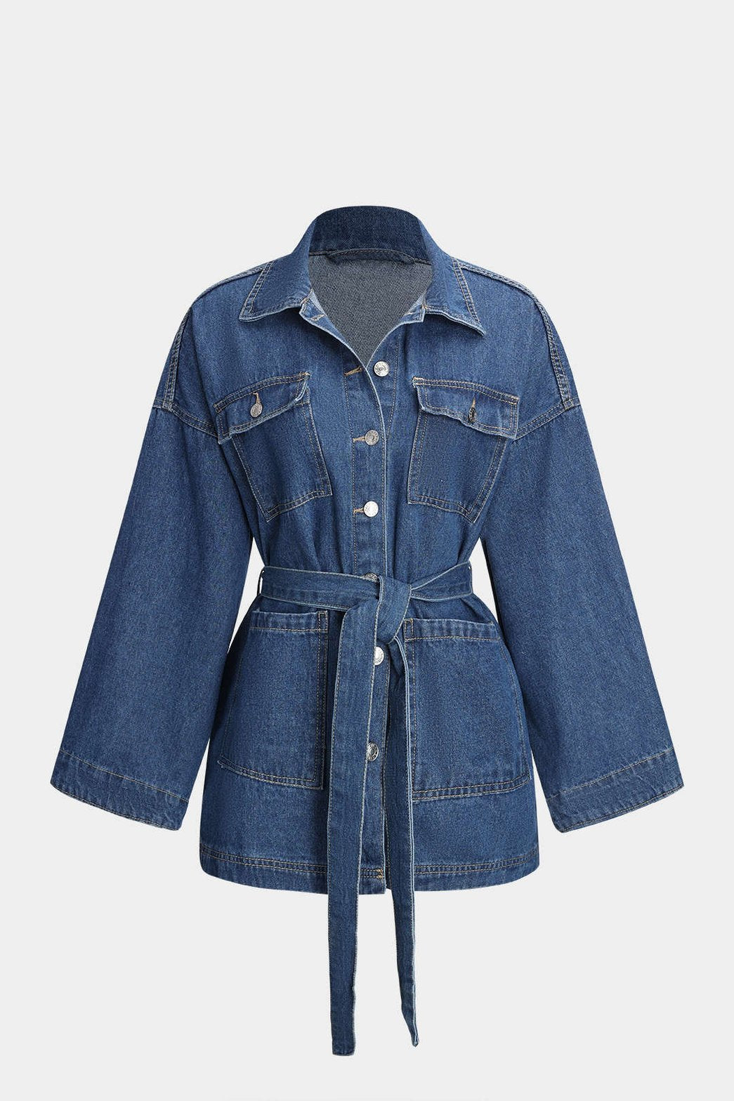 Veste en jean oversize avec ceinture soleil