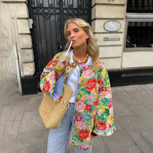 Veste florale printanière vue de face soleil