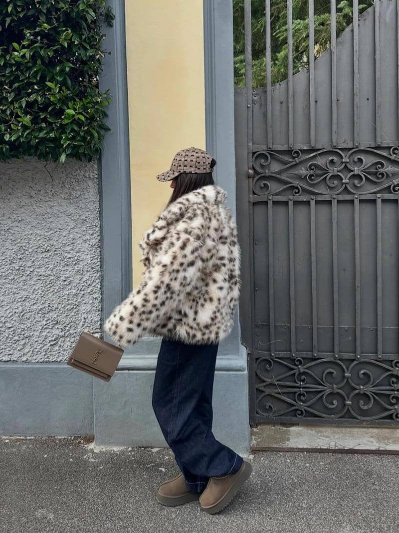 Veste léopard oversize élégance