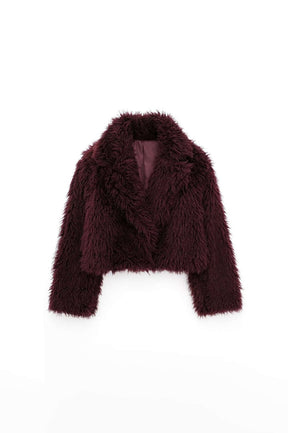 Veste peluche bordeaux tendance confort