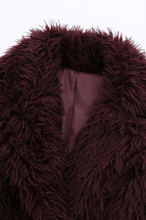 Veste fausse fourrure bordeaux style