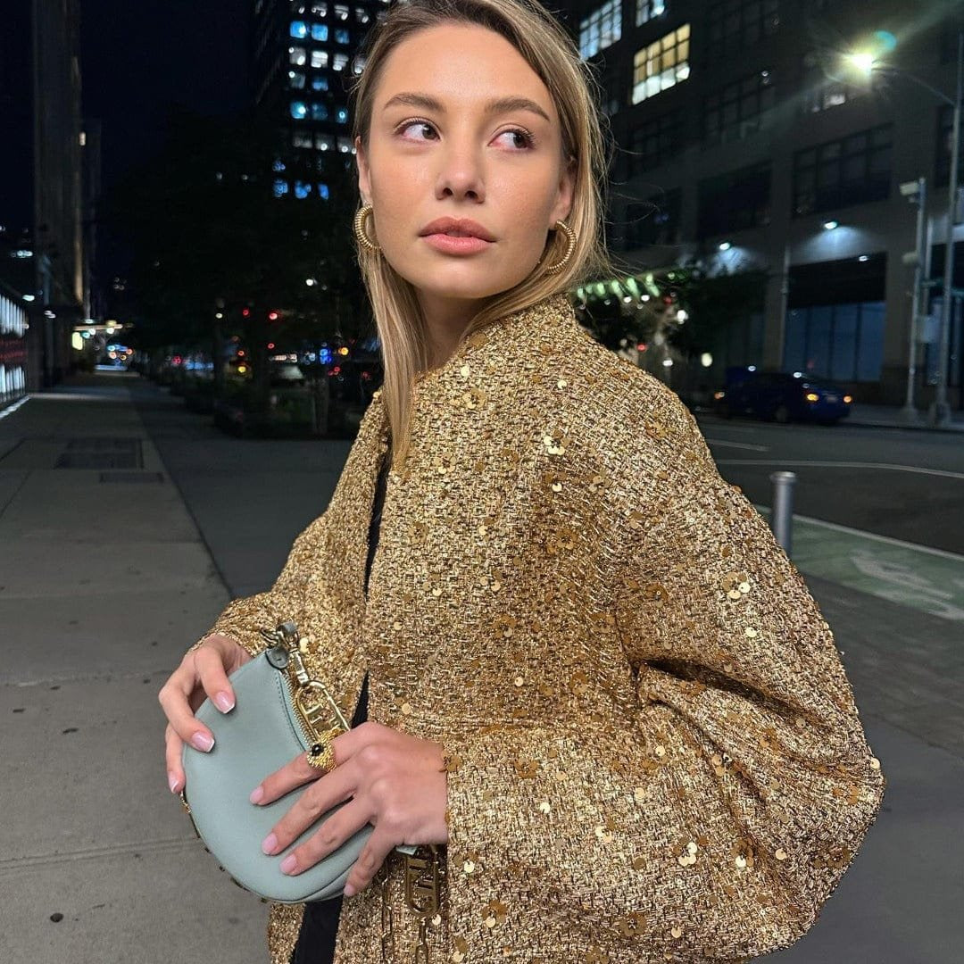 Veste dorée à sequins scintillants miel