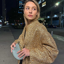Veste dorée à sequins scintillants miel