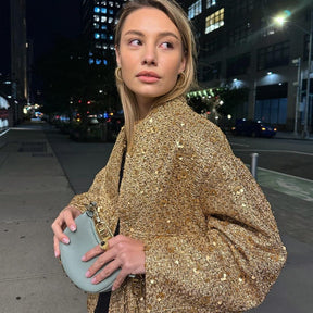 Veste dorée à sequins scintillants miel