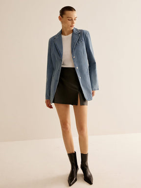 Veste en jean délavé vue de profil étoile