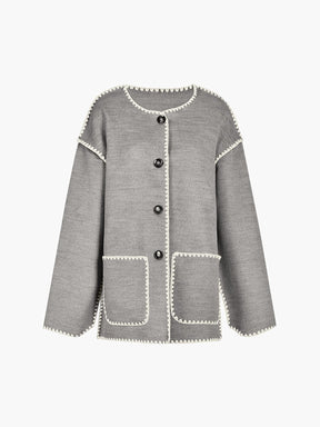 Veste Élégante avec Écharpe et Finitions Contrastées