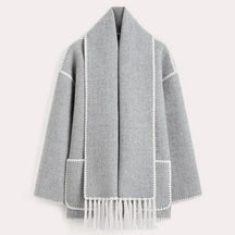 Veste Élégante avec Écharpe à Franges Intégrée