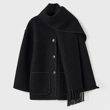 Veste Élégante avec Écharpe à Franges Intégrée