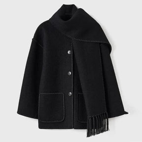 Veste Élégante avec Écharpe à Franges Intégrée