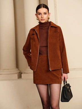 Veste daim zippée vue de face sublime