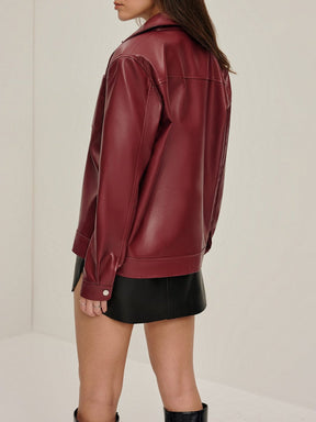 Veste simili cuir bordeaux tendance liberté
