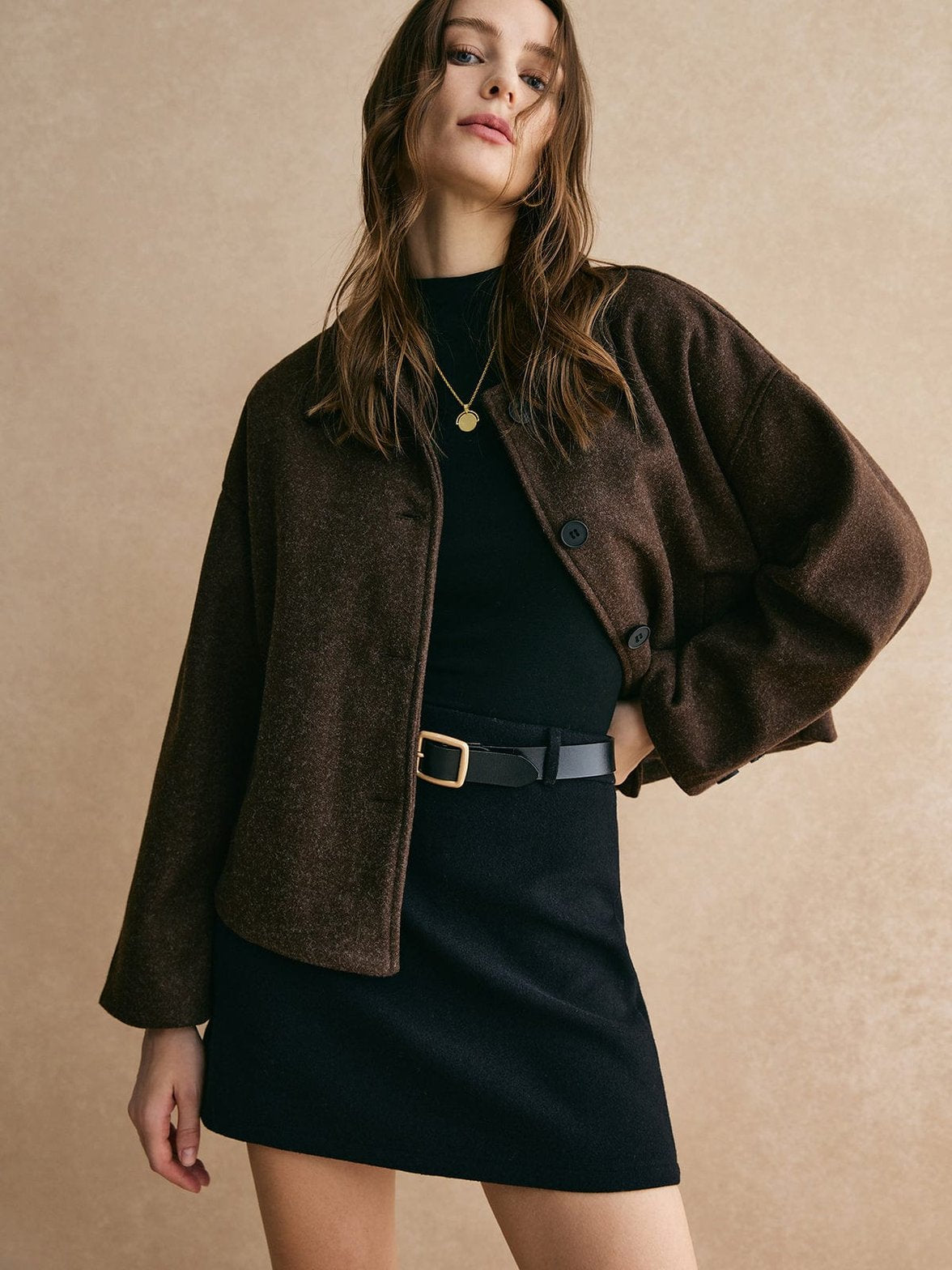 Veste tweed détail boutons douceur