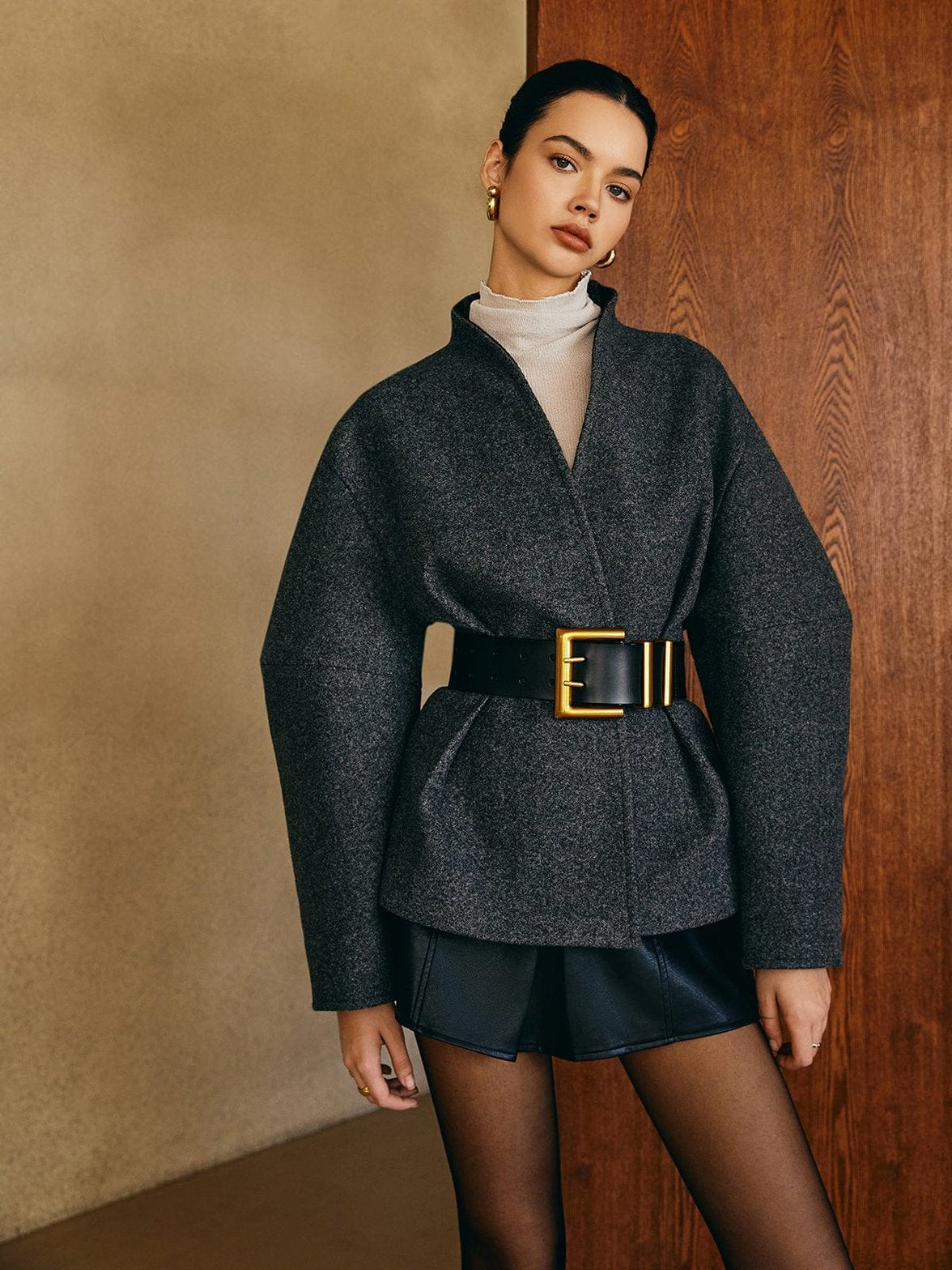 Veste élégante femme grise velours