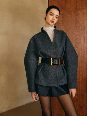 Veste élégante femme grise velours