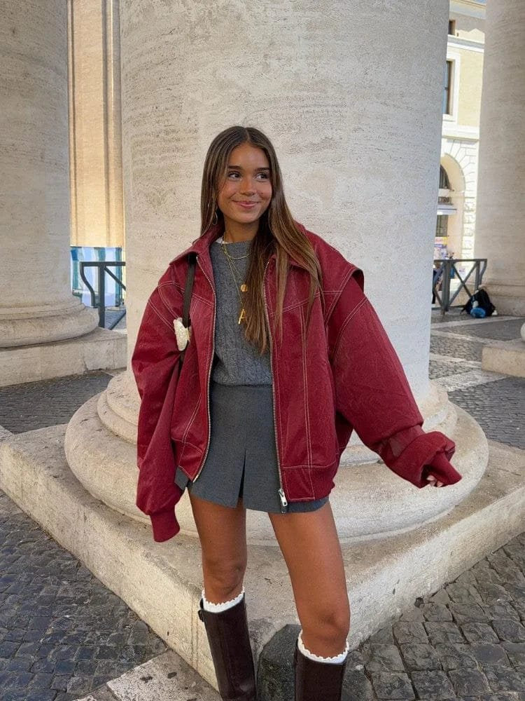 Veste bordeaux élégante vue de face - Étoile
