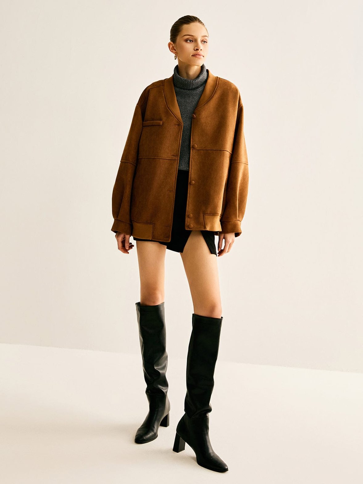 Veste en simili cuir vue de profil ocean