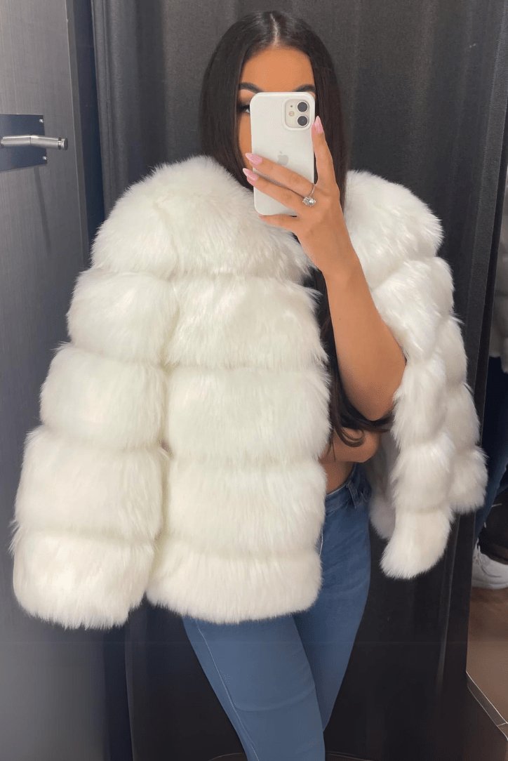 Veste en fausse fourrure blanche élégante douceur