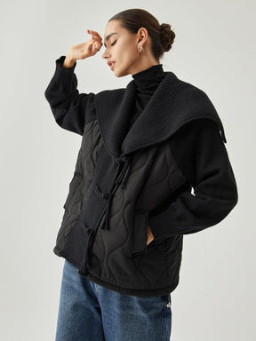 Veste noire matelassée détail col chaleur