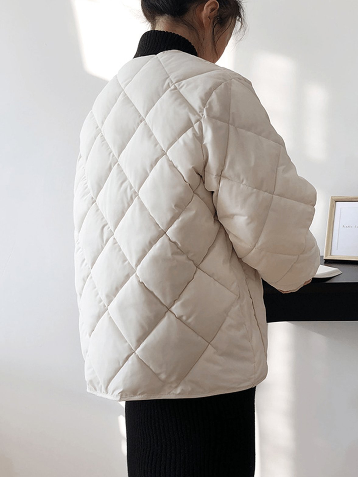 Veste matelassée beige détail matelassage style