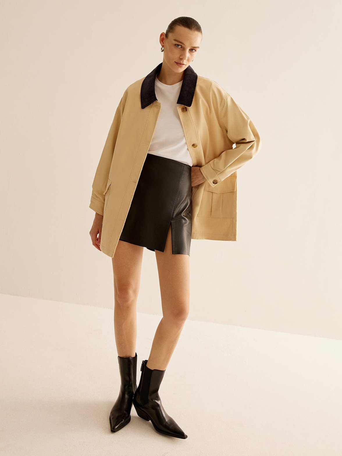Veste casual coton beige détail dos harmonie