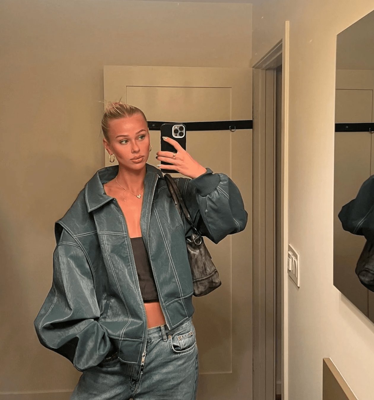 Style oversize de la veste en cuir arc