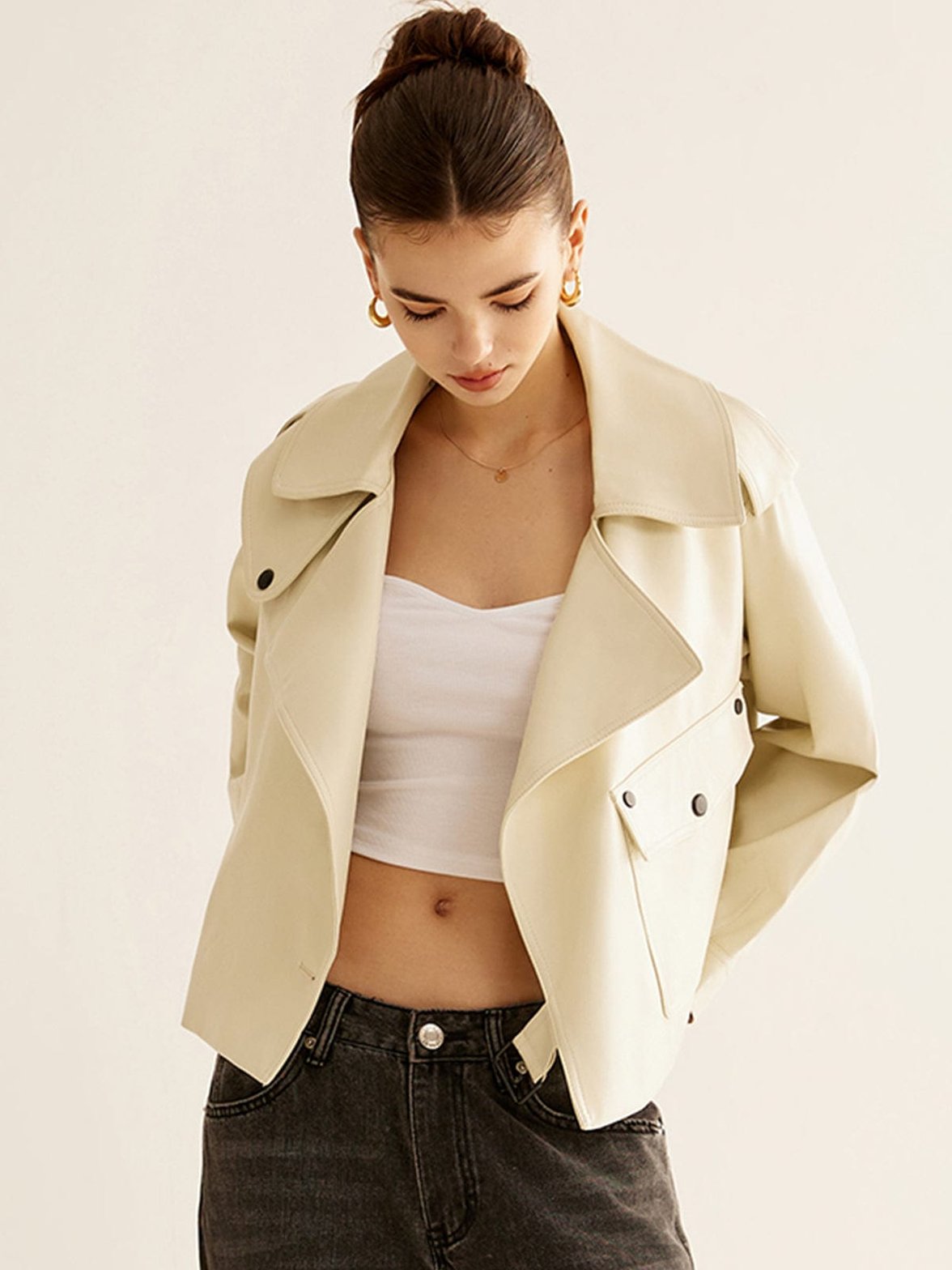 Veste oversize beige vue de dos nuage