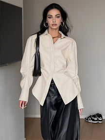 Veste simili cuir oversize élégante - Harmonie