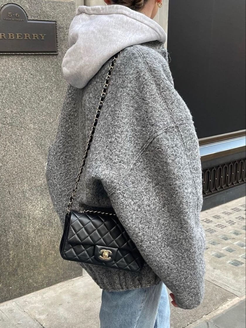 Veste grise oversize vue de dos harmonie