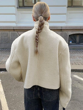 Veste polaire blanche détail matière doux