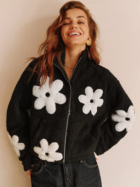 Veste polaire design floral chaleur