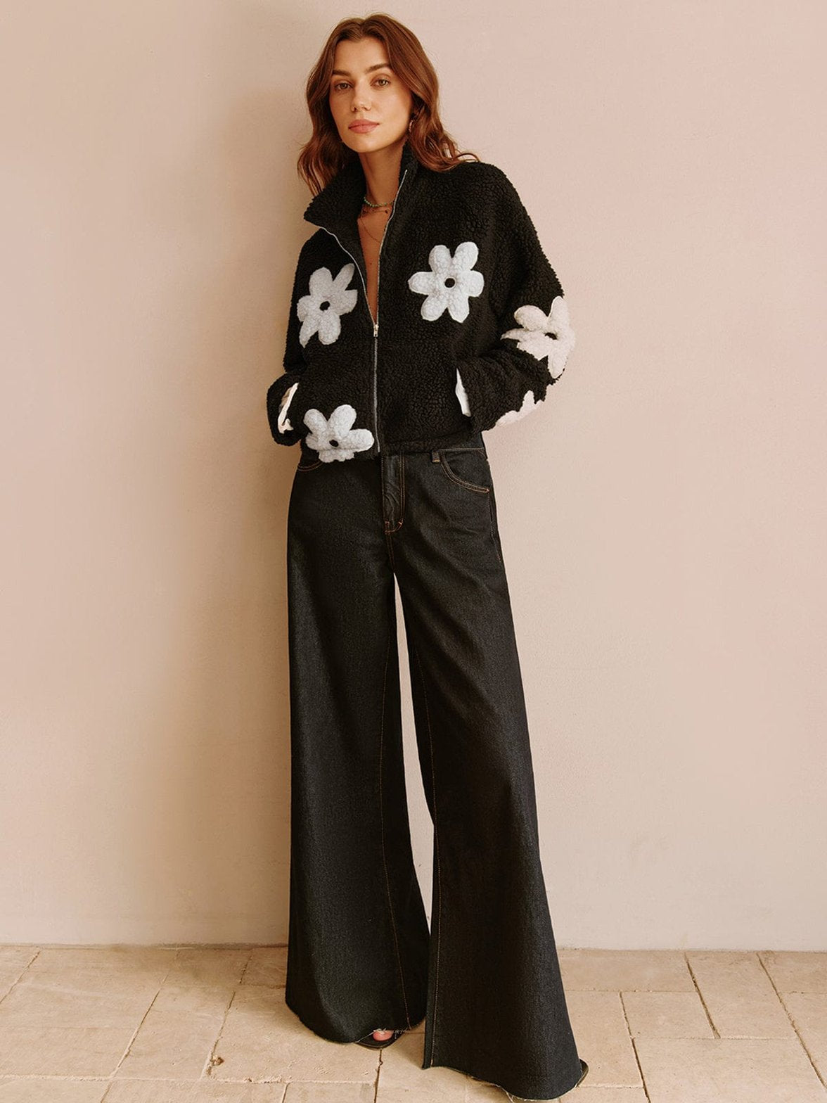 Veste polaire fleurie confort