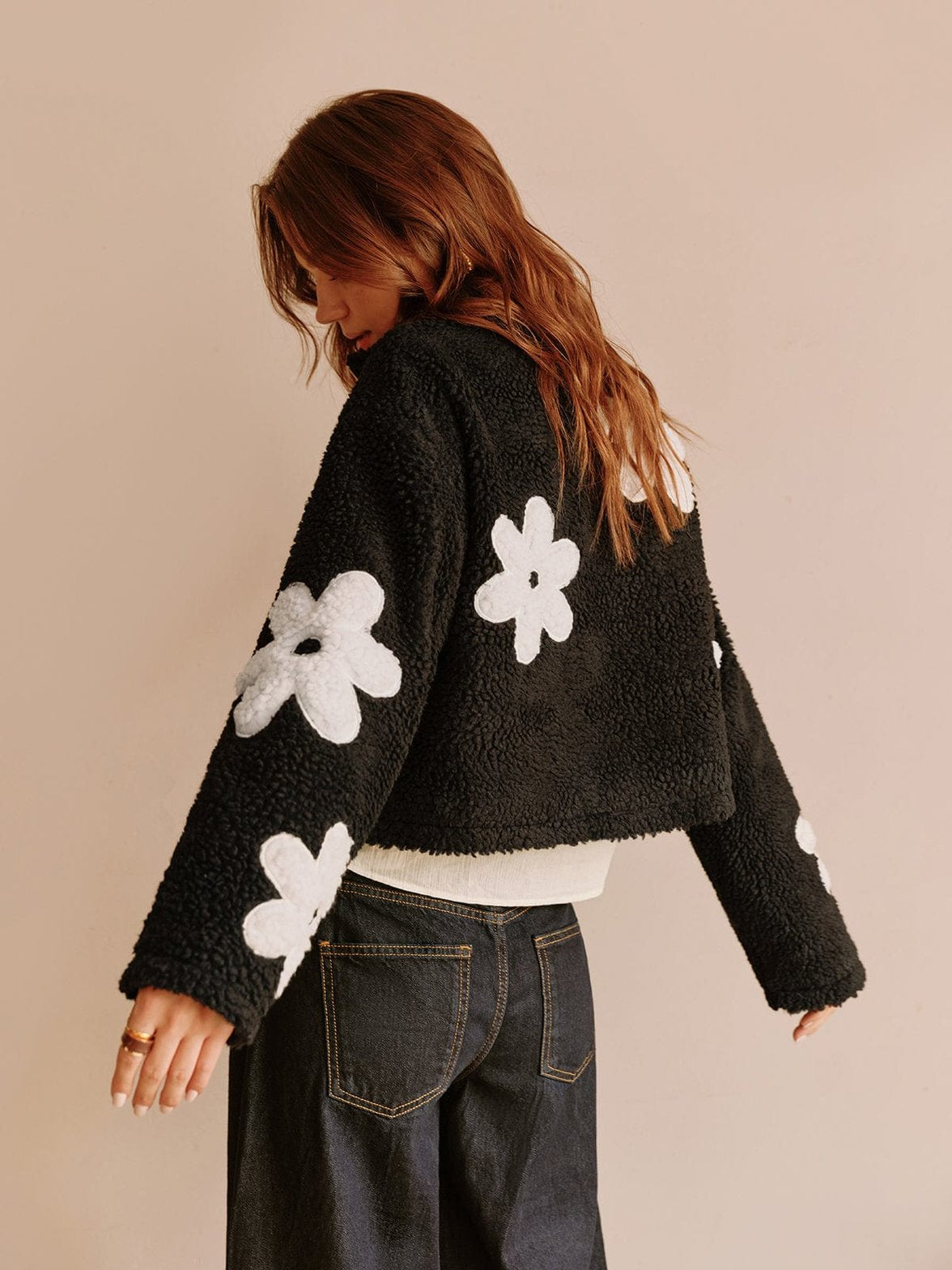 Veste polaire motifs fleurs style