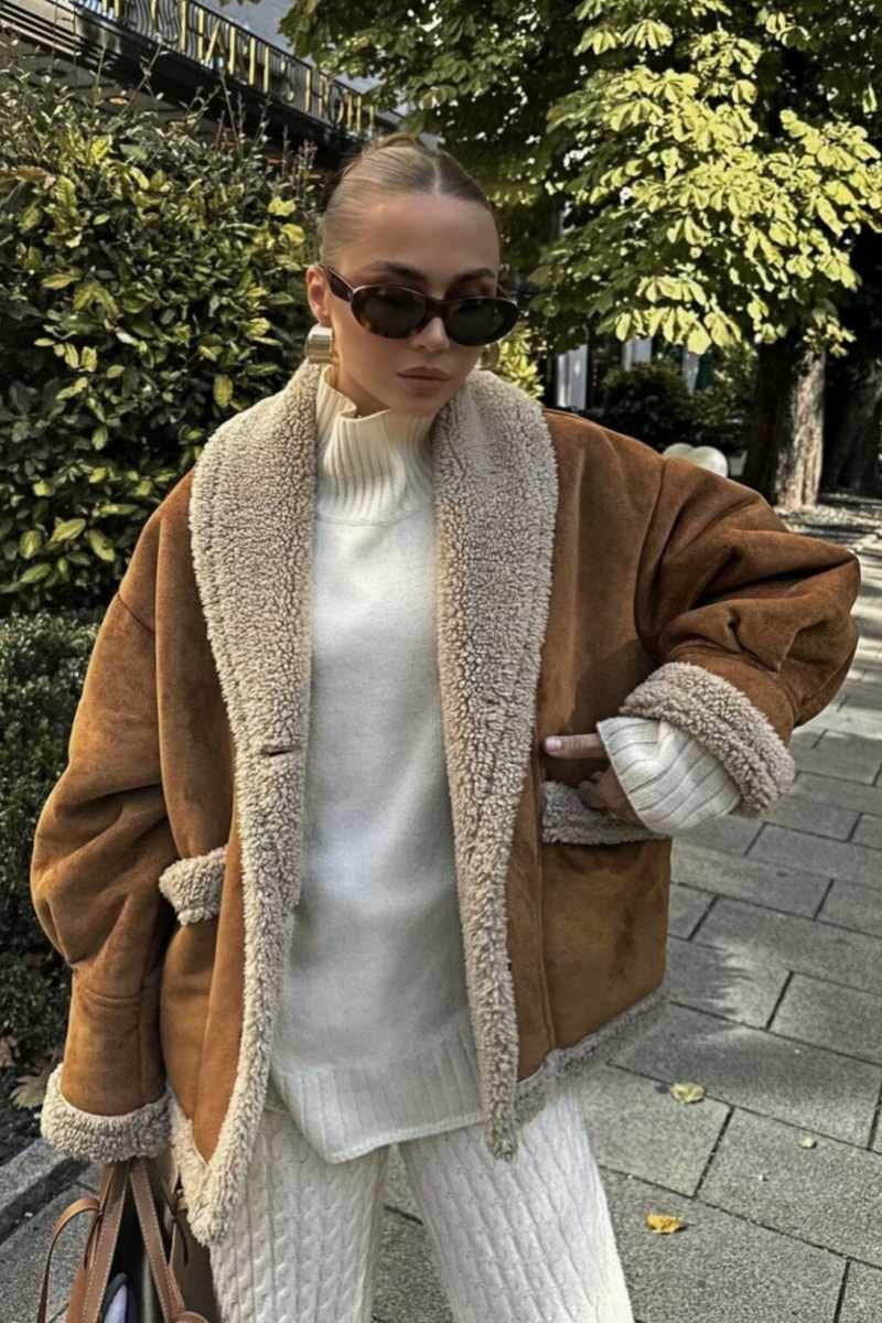 Veste polaire doublée beige douceur