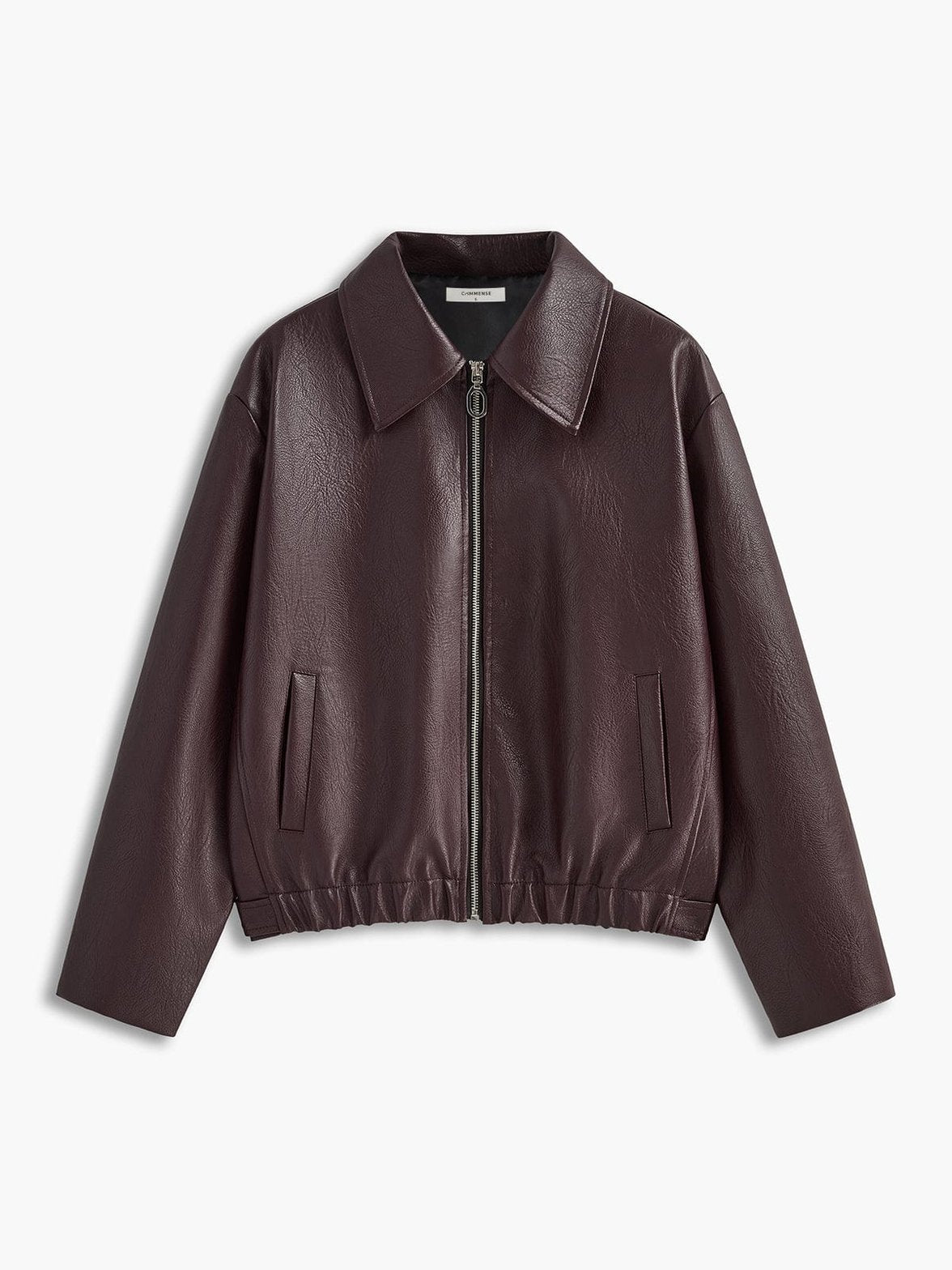 Veste simili cuir marron vue de face soleil
