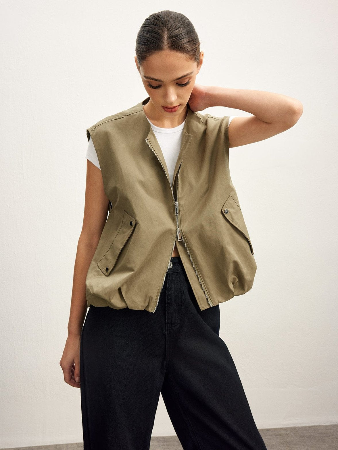 Veste casual beige avec poches étoile
